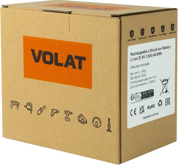 Изображение товара Аккумулятор для пылесоса VOLAT VT-DYS-V8-21.6V3.0AH (для Dyson)