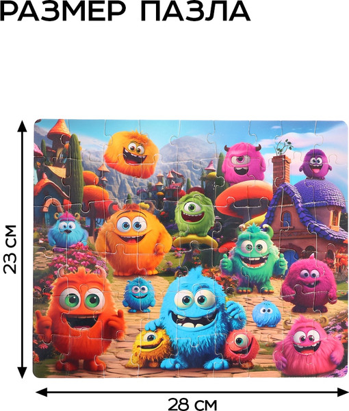 Изображение товара Подарочный набор Puzzle Time Милые монстрики. С игрушкой / 10776681 (54эл)