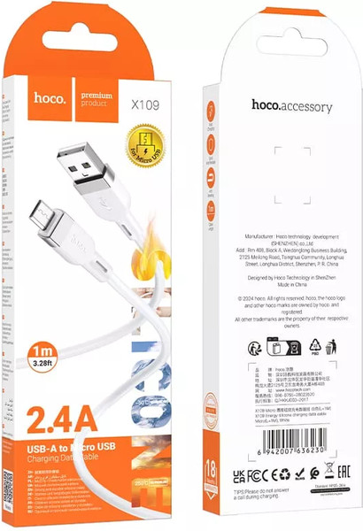 Изображение товара Кабель Hoco X109 microUSB (1м, белый)