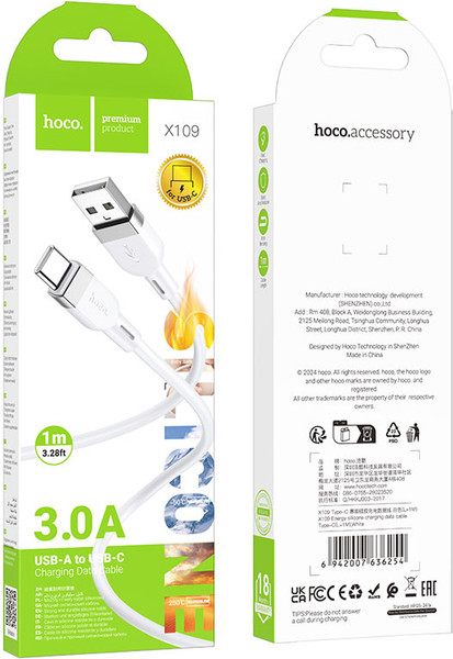 Изображение товара Кабель Hoco X109 Type-C (1м, белый)