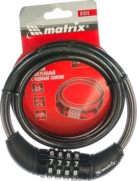 Изображение товара Велозамок Matrix Универсальный с кодовым механизмом / 91818