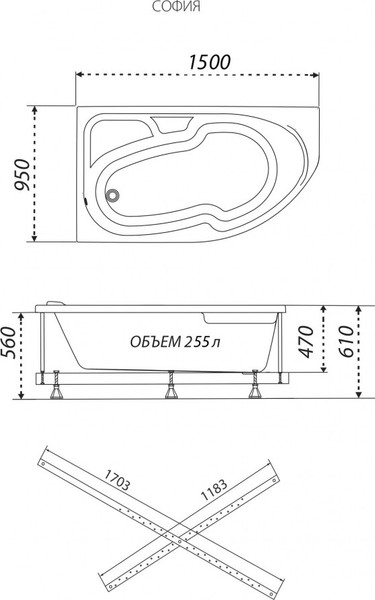 Изображение товара Ванна акриловая Triton София 150x95 L