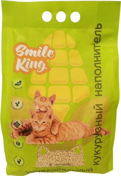 Изображение товара Наполнитель для туалета Smile King Кукурузный универсальный / SK-001 (3кг)