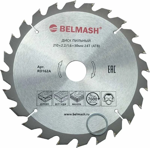 Изображение товара Пильный диск БЕЛМАШ 210x2.2/1.6x30 24T / RD162A