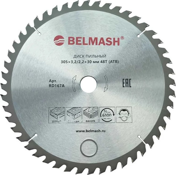 Изображение товара Пильный диск БЕЛМАШ 305x3.2/2.2x30 48T / RD167A