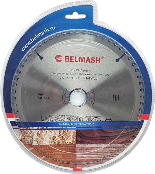 Изображение товара Пильный диск БЕЛМАШ 210x2.6/1.6x30 60T / RD183A