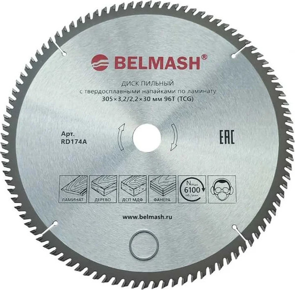 Изображение товара Пильный диск БЕЛМАШ 305x3.2/2.2x30 96T / RD174A