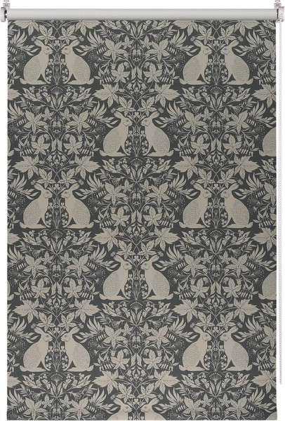 Изображение товара Рулонная штора Franc Gardiner Blackout Print Зайцы ежевика 45x160 / 9403218776 (серо-голубой)