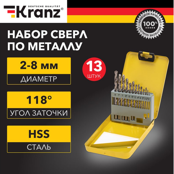Изображение товара Набор сверл Kranz KR-91-0639