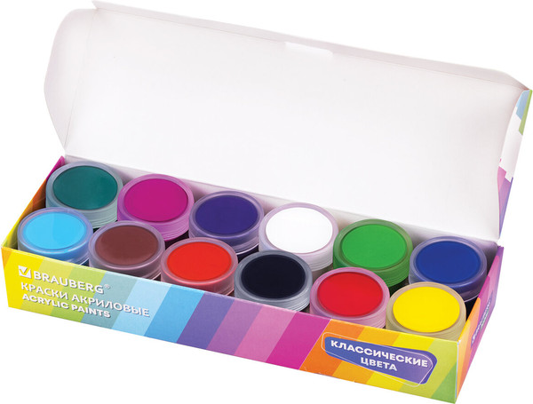 Изображение товара Акриловые краски Brauberg Hobby / 192433 (12цв)