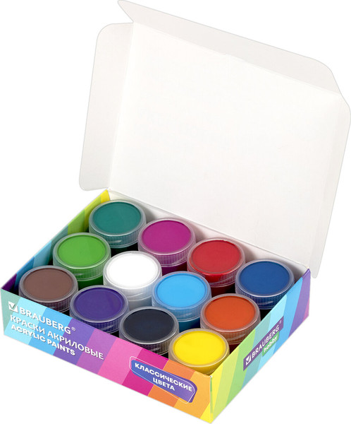 Изображение товара Акриловые краски Brauberg Hobby / 192435 (12цв)