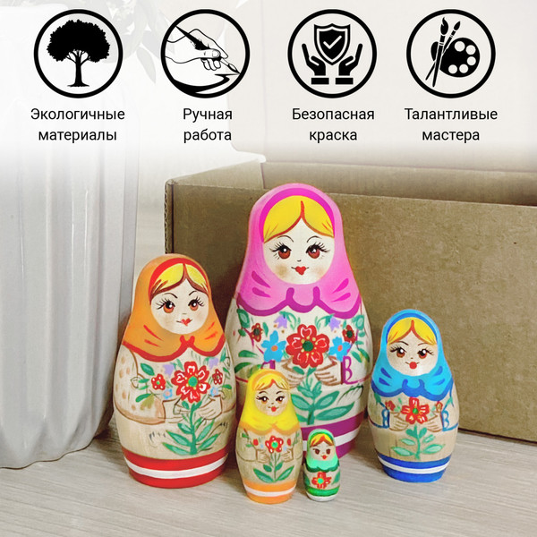 Изображение товара Матрешка сувенирная Брестская Фабрика Сувениров Традиционной цветочной росписью / 5047