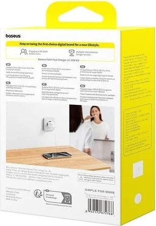 Изображение товара Адаптер питания сетевой Baseus Palm 30W EU / P10111605213-00 (белый)
