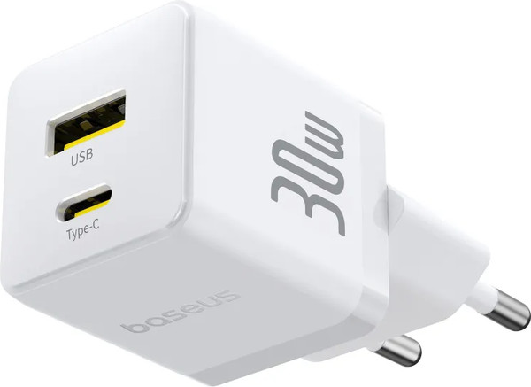 Изображение товара Адаптер питания сетевой Baseus Palm C+U 30W EU / P1011160A213-00 (белый)