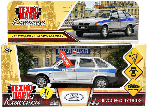 Изображение товара Автомобиль игрушечный Технопарк Ваз-2109 Спутник / 2109-12SLPOL-GY