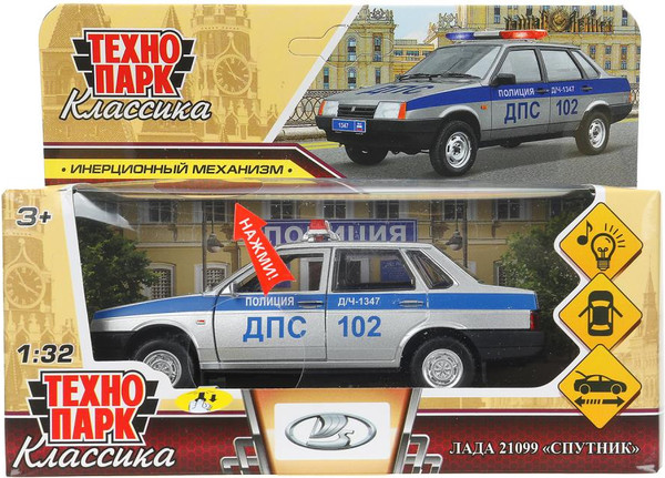 Изображение товара Автомобиль игрушечный Технопарк Lada Ваз-21099 Полиция / 21099-132SLPOL-SR