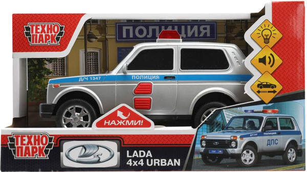 Изображение товара Автомобиль игрушечный Технопарк Lada 4x4 Urban Полиция / URBANBLACK-20PLPOL-SR