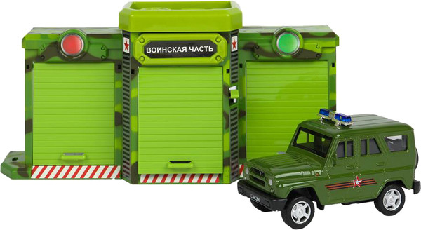 Изображение товара Гараж игрушечный Технопарк Военная / GATE-24-1XCAR-MIL