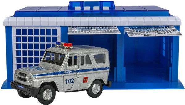 Изображение товара Гараж игрушечный Технопарк Пост Гаи Уаз Хантер / GARAGE-22SL1XCAR-POL-WOD