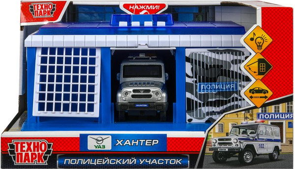 Изображение товара Гараж игрушечный Технопарк Пост Гаи Уаз Хантер / GARAGE-22SL1XCAR-POL-WOD