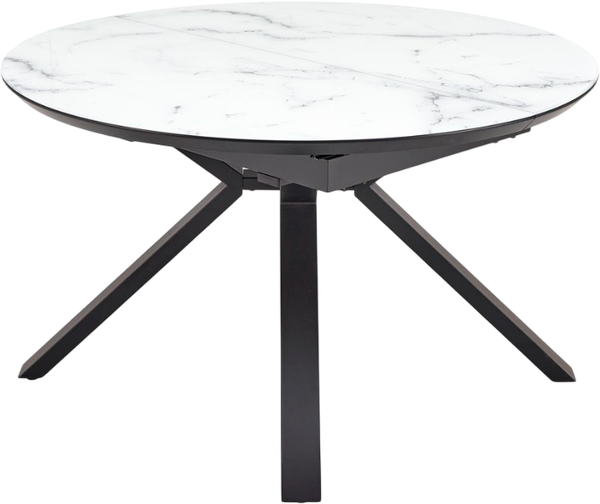 Изображение товара Обеденный стол Halmar Vertigo 130-180x130x76 (белый мрамор/черный)