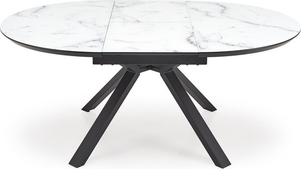 Изображение товара Обеденный стол Halmar Vertigo 130-180x130x76 (белый мрамор/черный)