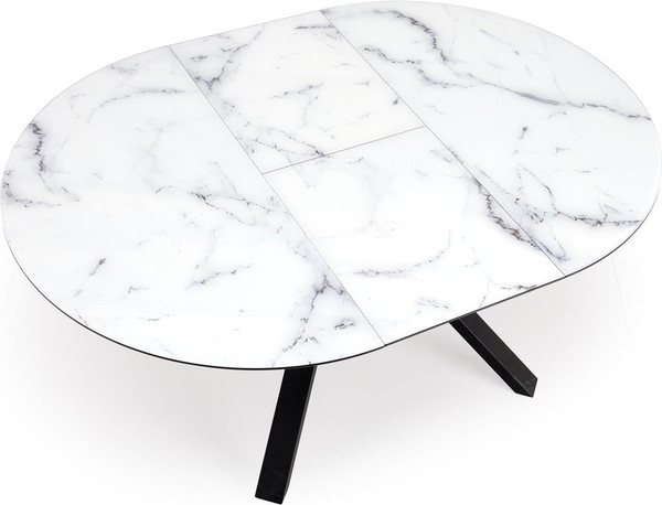 Изображение товара Обеденный стол Halmar Vertigo 130-180x130x76 (белый мрамор/черный)