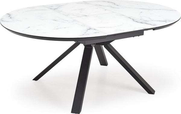 Изображение товара Обеденный стол Halmar Vertigo 130-180x130x76 (белый мрамор/черный)