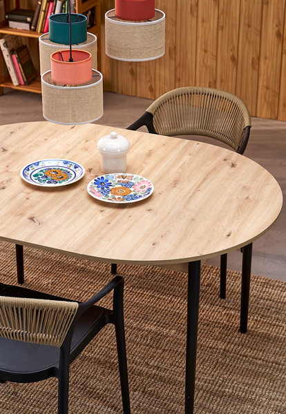 Изображение товара Обеденный стол Halmar Pivot 102-142x102x75 (дуб артизан/черный)