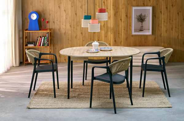 Изображение товара Обеденный стол Halmar Pivot 102-142x102x75 (дуб артизан/черный)