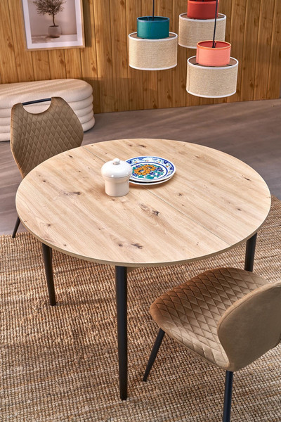 Изображение товара Обеденный стол Halmar Pivot 102-142x102x75 (дуб артизан/черный)