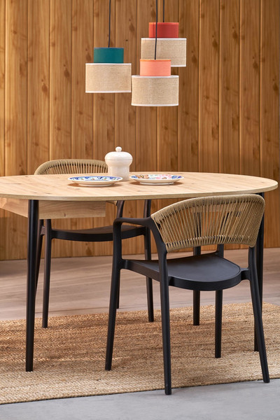 Изображение товара Обеденный стол Halmar Pivot 102-142x102x75 (дуб артизан/черный)
