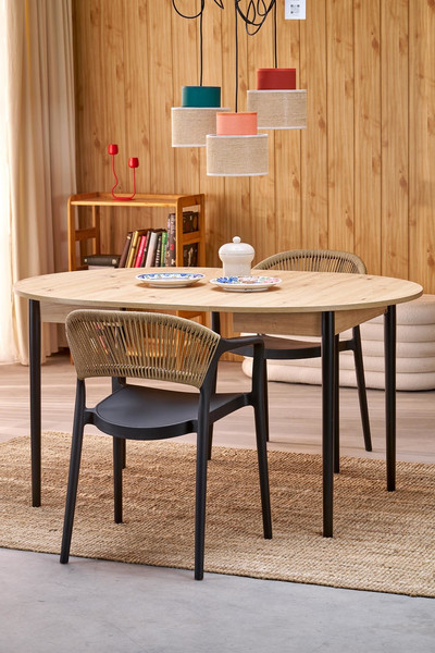 Изображение товара Обеденный стол Halmar Pivot 102-142x102x75 (дуб артизан/черный)