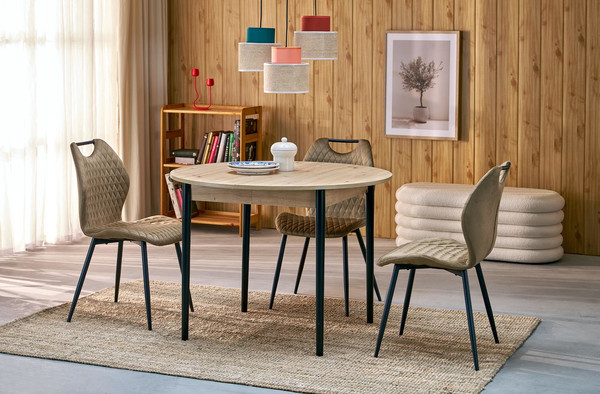 Изображение товара Обеденный стол Halmar Pivot 102-142x102x75 (дуб артизан/черный)