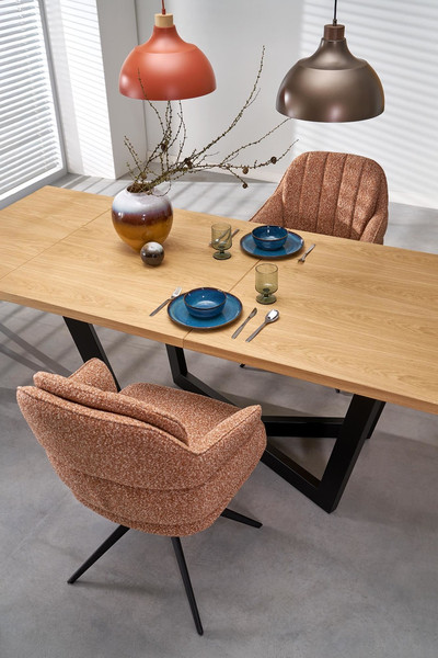 Изображение товара Обеденный стол Halmar Massive 2 160-250x90x77 (дуб натуральный/черный)