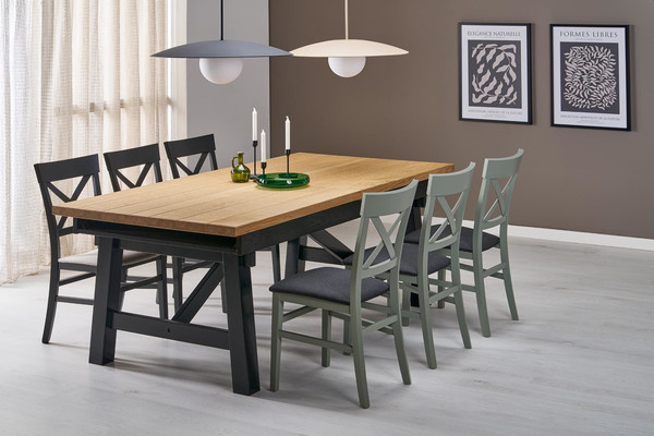 Изображение товара Обеденный стол Halmar Fiesta 200-280x100x77 (дуб натуральный/черный)