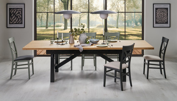 Изображение товара Обеденный стол Halmar Fiesta 200-280x100x77 (дуб натуральный/черный)