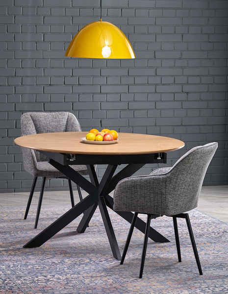 Изображение товара Обеденный стол Halmar Acord 120-200x120x75 (натуральный/черный)