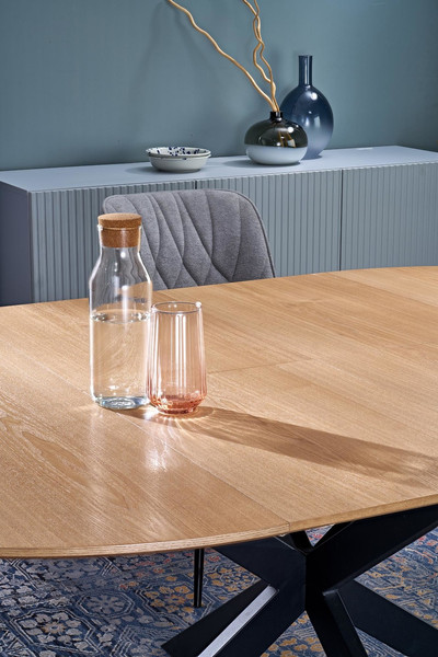 Изображение товара Обеденный стол Halmar Acord 120-200x120x75 (натуральный/черный)