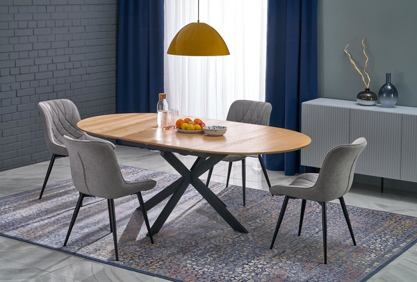 Изображение товара Обеденный стол Halmar Acord 120-200x120x75 (натуральный/черный)