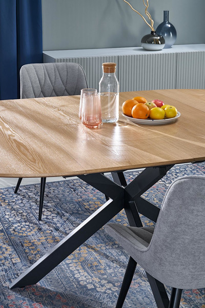 Изображение товара Обеденный стол Halmar Acord 120-200x120x75 (натуральный/черный)