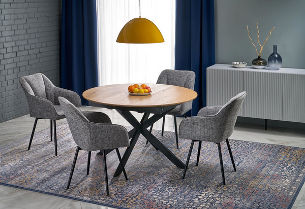 Изображение товара Обеденный стол Halmar Acord 120-200x120x75 (натуральный/черный)