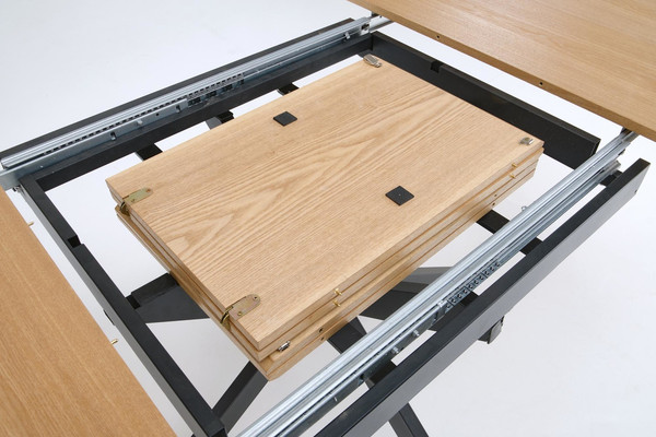 Изображение товара Обеденный стол Halmar Acord 120-200x120x75 (натуральный/черный)