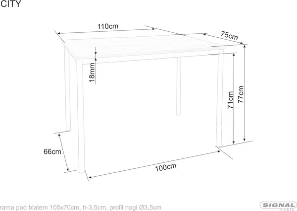 Изображение товара Обеденный стол Signal City 110 (дуб артизан/черный)