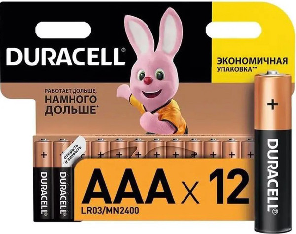 Изображение товара Комплект батареек Duracell AAA LR3 LR3 В12/К12 (12шт)