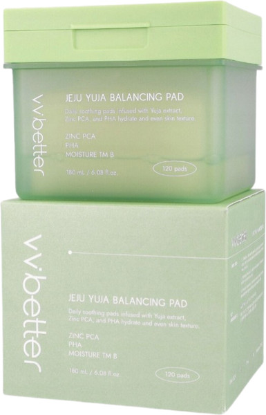 Изображение товара Пэд для лица VVbetter PCA, PHA, Moisture TM B / Jeju Yuja Balancing Pad с цинком (120шт)