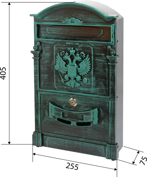 Изображение товара Почтовый ящик Аллюр Герб №4011В (зеленая патина)