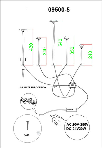 Изображение товара Светильник уличный Kinklight Пайк 09500-5.01 (белый)