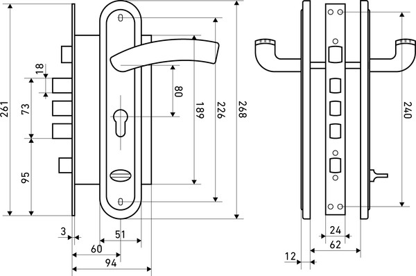 Изображение товара Замок врезной БУЛАТ Альфа ЗВ 4-4B.60.80.01.03-L без ц/м ЗВ4-0526L (черный)