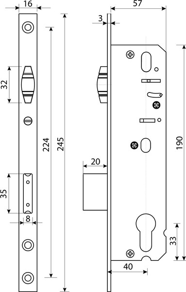 Изображение товара Замок врезной БУЛАТ ЗВ 5-1.40.00.16.08